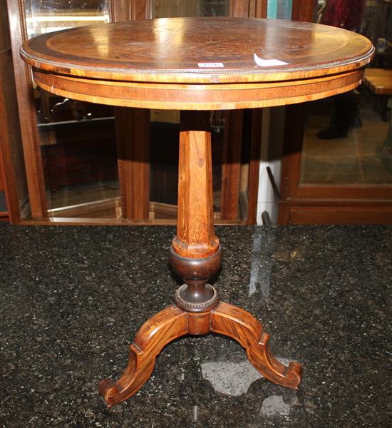 Inlaid walnut circular top wine table